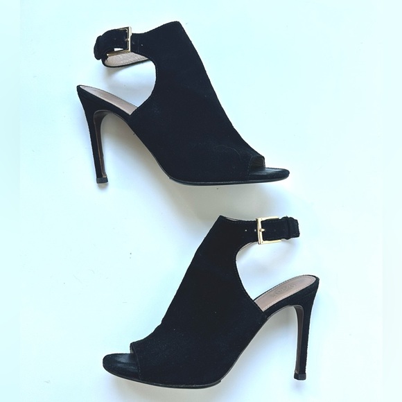 Tory Burch 'Brittania' Peep Toe Suede Bootie, black, size 9 - Picture 5 of 16